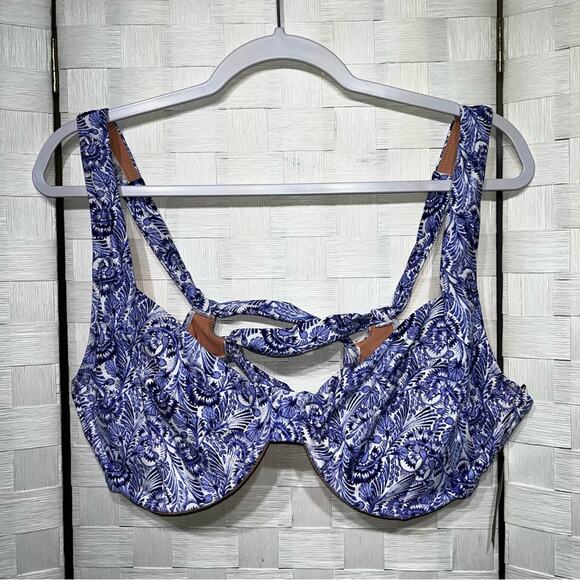 J. Crew Womens Cross Back Underwire Bikini Top Size 42D In Dandelion Swirl - Picture 10 of 11